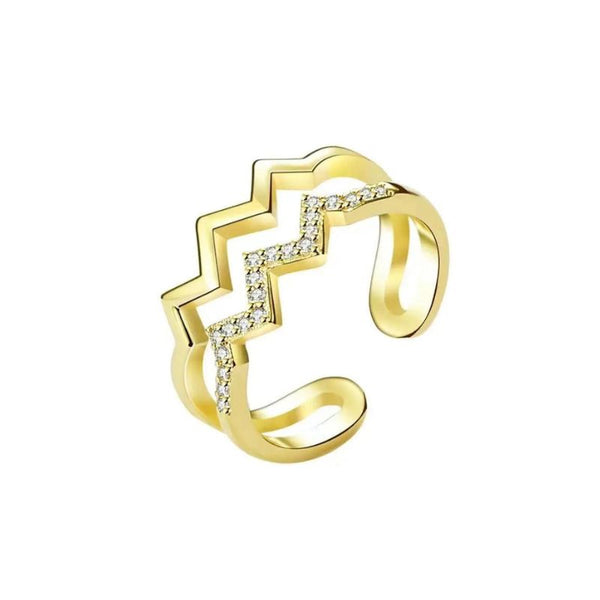 Double wave ring studded